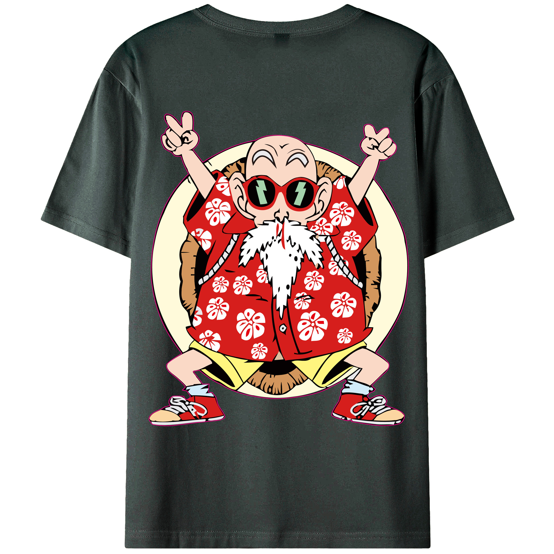 （画像用） ドラゴンボール 亀仙人（かめせんにん） DRAGON BALL Master Roshi Kame Sennin 綿100％ メンズ半袖Tシャツ（バックプリント） 通気性